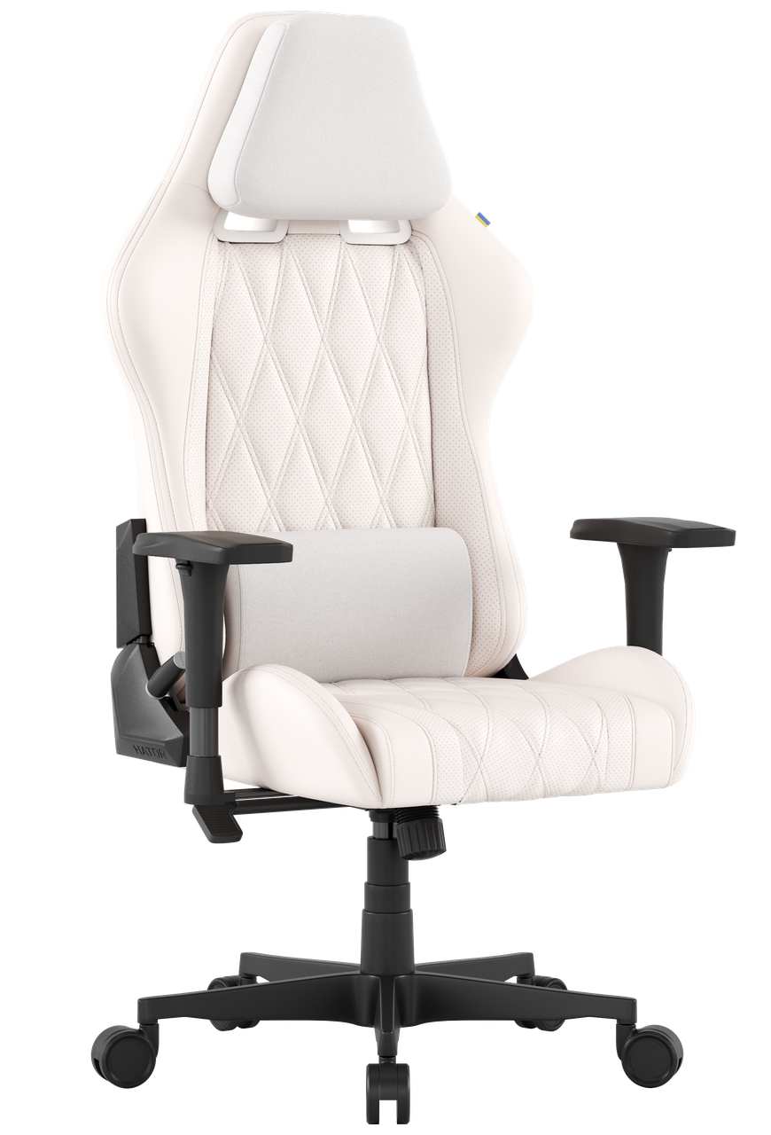 Біле сучасне комп'ютерне крісло Darkside 2 White edition Hator з регульованою спинкою та подушками