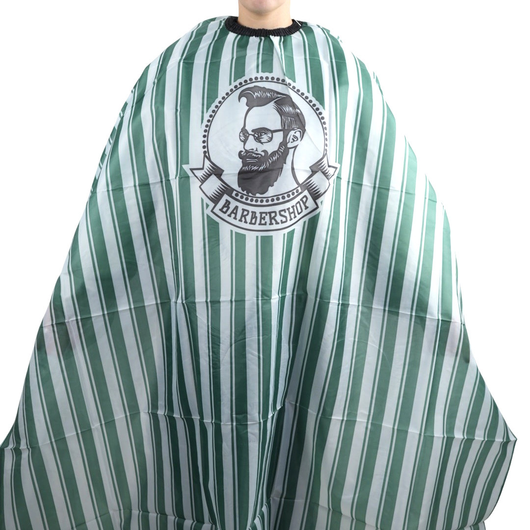 Перукарська накидка Hots Professional "Barbershop" Green на резинці та гачках, 160*145см (HP1078-GN), фото 1