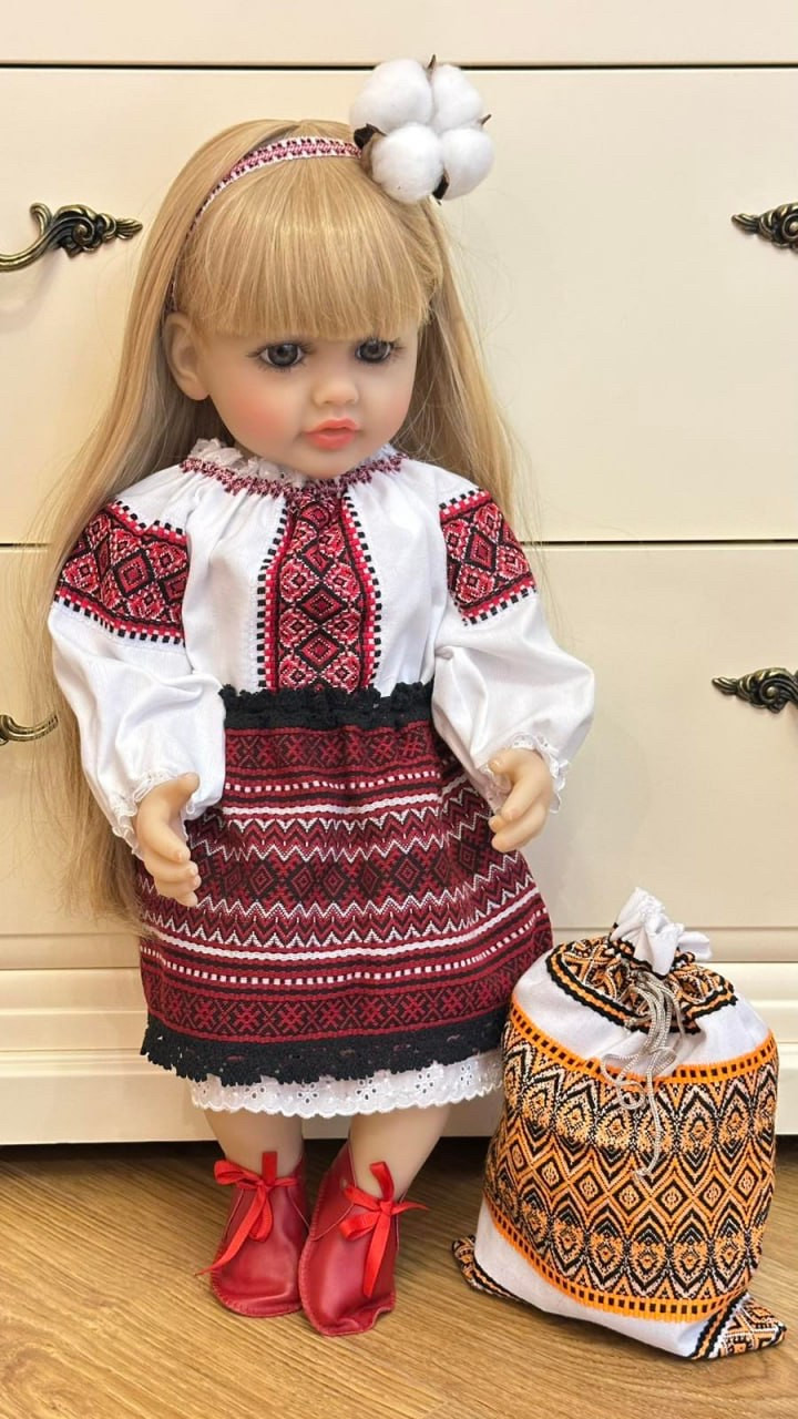 Велика вінілова лялька ручної роботи Україночка Меланія Reborn Baby Doll зі справжнім волоссям
