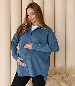 Жіноча сорочка для вагітних стилю oversize з мікровельвету Varna розмір S-М Lullababe джинсова
