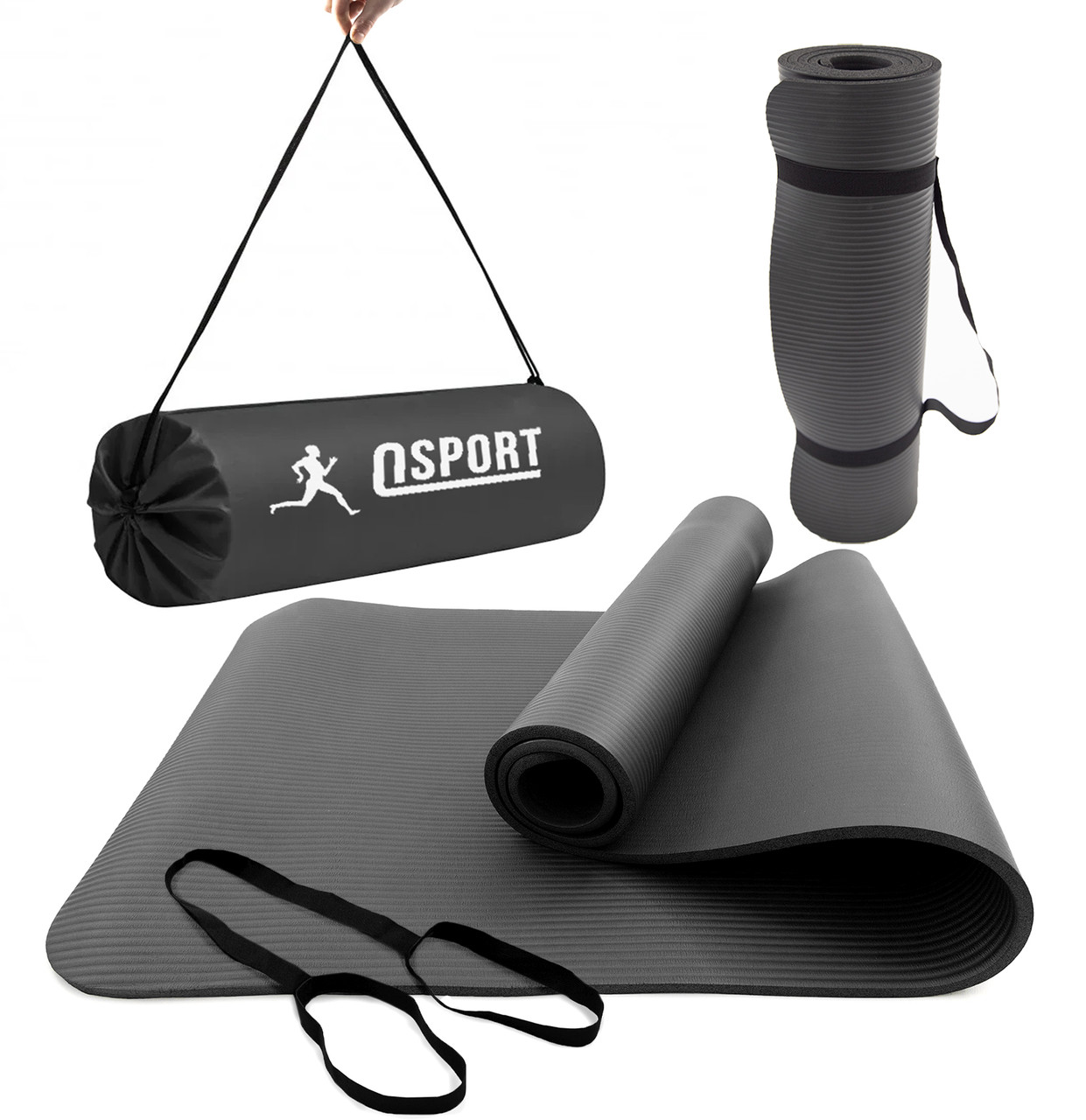 Килимок для йоги та фітнесу NBR + чохол (йога мат, каремат спортивний) OSPORT Mat Pro 1см (n-0011) Чорний