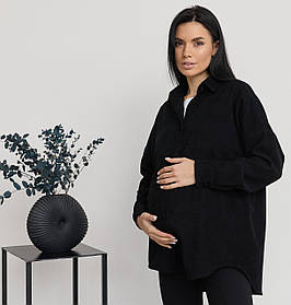 Сорочка вельветова для вагітних та годуючих мам Varna розмір S-М Lullababe Чорний