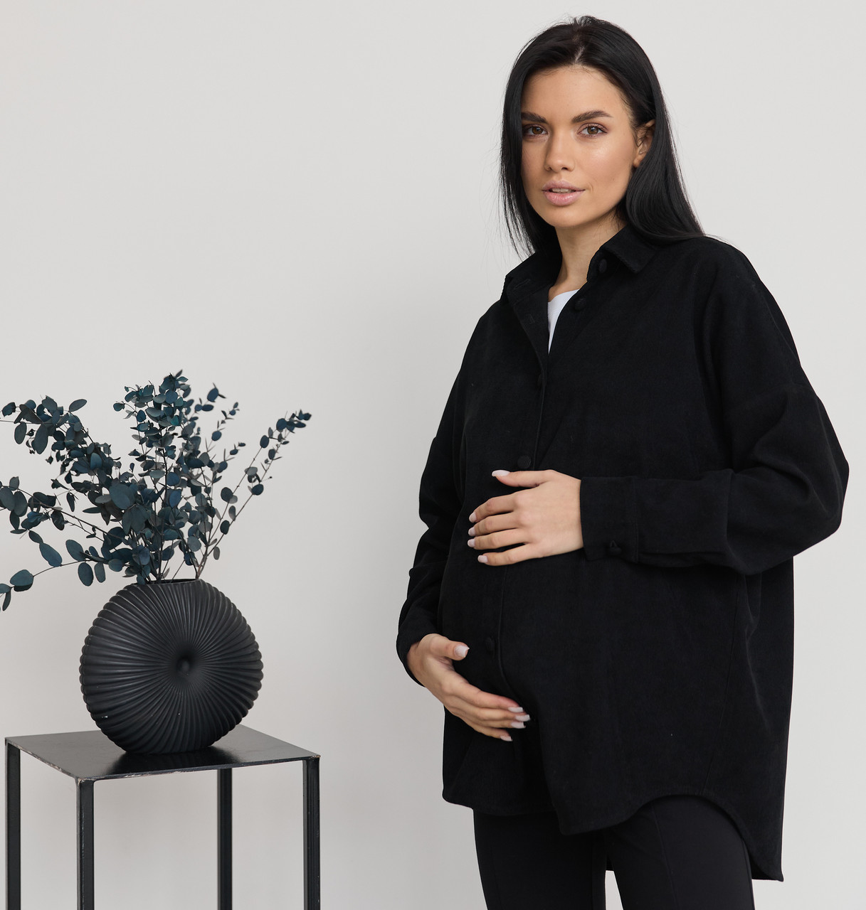Сорочка вельветова для вагітних та годуючих мам Varna розмір S-М Lullababe Чорний