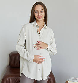 Сорочка вельветова для вагітних та годуючих мам Varna розмір XXL-3XL Lullababe Айворі