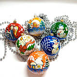 Набір новорічних іграшок 6 шт 8 см | прикраси ялинкові українські  | новорічні іграшки, фото 2