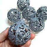 Набір новорічних іграшок 6 шт 6 см Срібне  мереживо | прикраси ялинкові | новорічні іграшки, фото 2