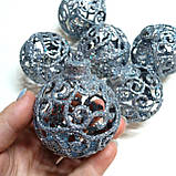 Набір новорічних іграшок 6 шт 6 см Срібне  мереживо | прикраси ялинкові | новорічні іграшки, фото 4