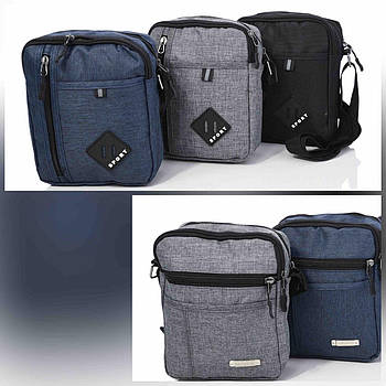 Чоловіча сумка 20*15 см спортивна через плече на блискавці з кишенею та довгим ремінцем Panda