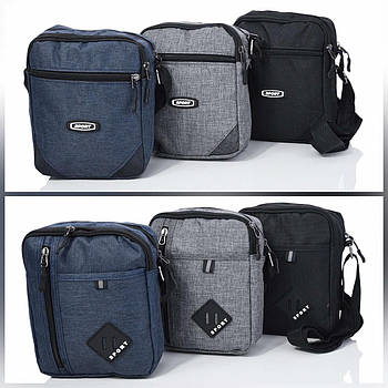 Чоловіча сумка 20*15 см спортивна через плече на блискавці з кишенею та довгим ремінцем Panda