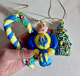 Набір ялинкових новорічних прикрас в українському стилі ручної роботи у подарунковій коробці, фото 2