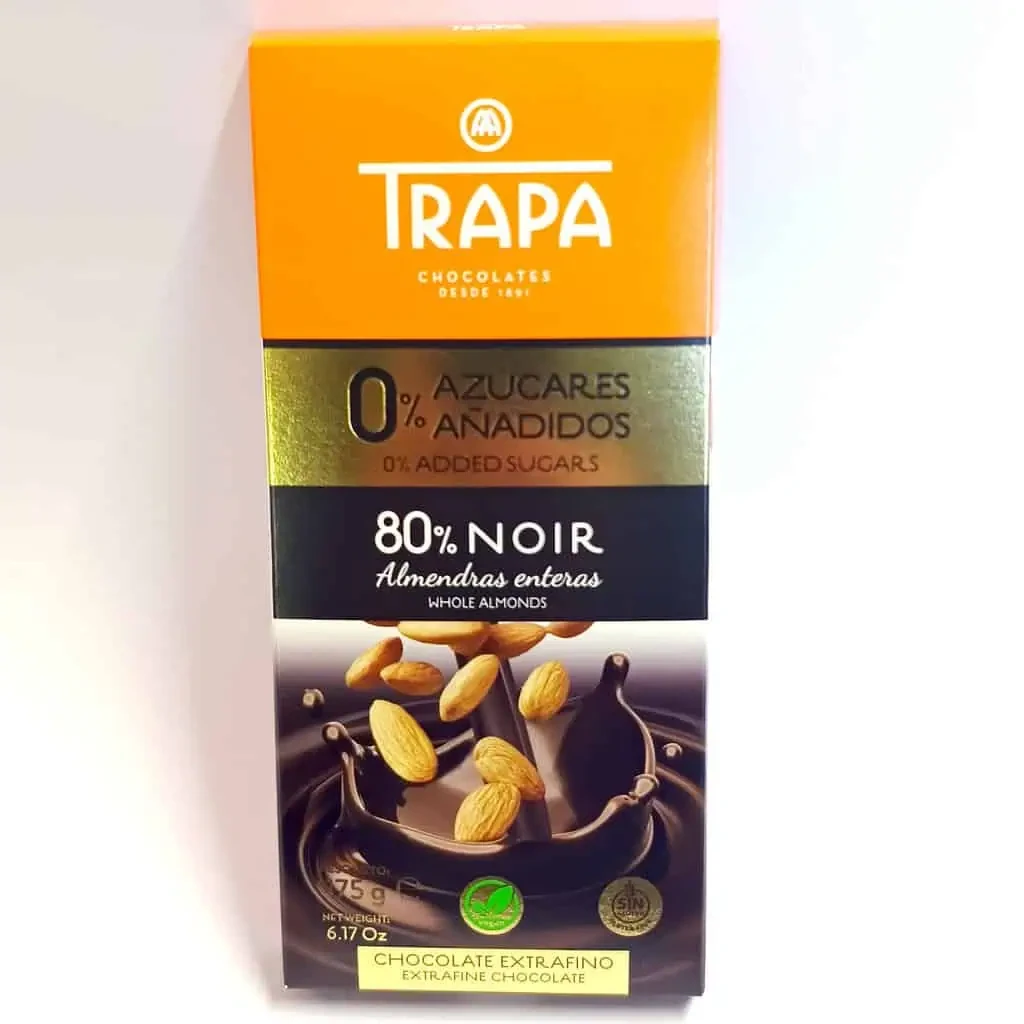 Trapa Intenso 80% Noir з мигдалем без цукру – преміальний шоколад 175г, фото 1
