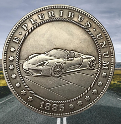 Сувенір монета долар СШАang 1885г "Спортивний Автомобіль". Hobo Coin American Morgan