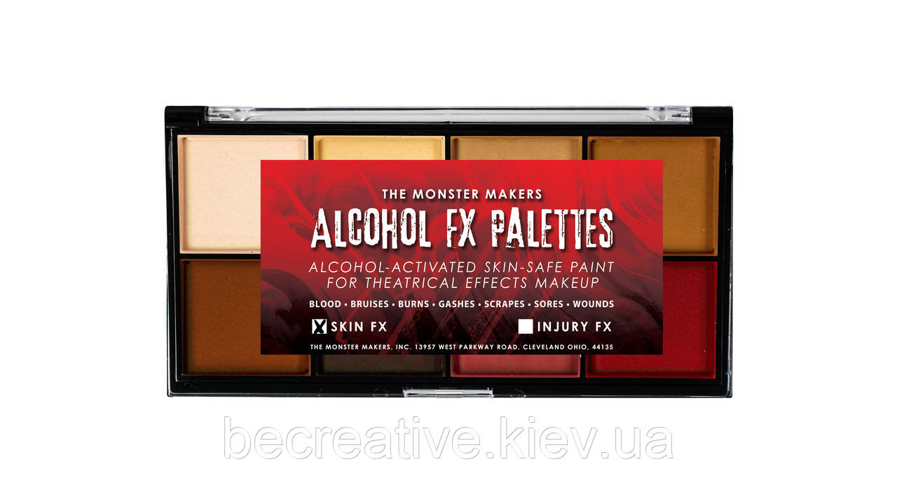 Спиртова палітра гриму "Skin FX" Monster Makers, 8 кольорів