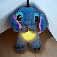 Мягкая игрушка Стич ночник лампа дышащий на батарейках с эффектом дыхания белый шум светильник детский