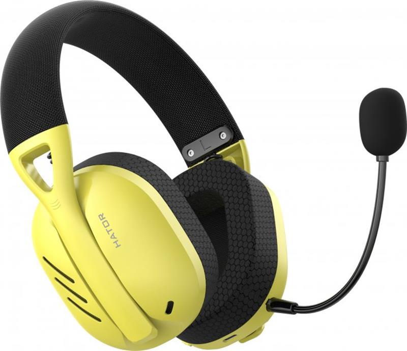 Бездротові навушники (Bluetooth-гарнітура) Hator Hyperpunk 2 Wireless Tri-mode Black/Yellow (HTA-857), фото 1