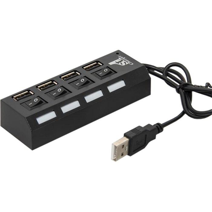 Концентратор (USB-хаб) 1stCharge HUB1ST20401, 4хUSB2.0, Black