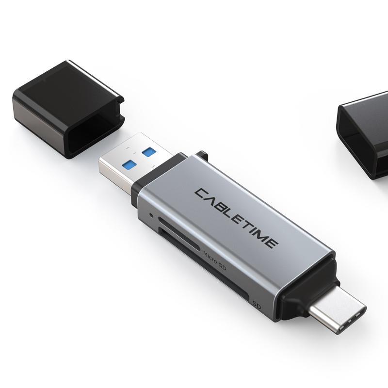 Кардидер Cabletime USB3.0 A + USB TYPE C, SD/TF, 5Gbps (CB46G)