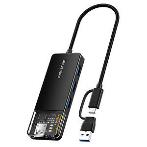 Концентратор (USB-хаб) Cabletime USB C/A – 4 Port USB 3.0, 5Gbps, 0.15 m (CB05B)