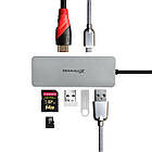 Концентратор (USB-хаб) USB 3.1 Type-C Grand-X PD Сharging HDMI/3хUSB/Type-C/OTG/CR (SG-512), фото 7