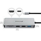 Концентратор (USB-хаб) USB 3.1 Type-C Grand-X PD Сharging HDMI/3хUSB/Type-C/OTG/CR (SG-512), фото 9