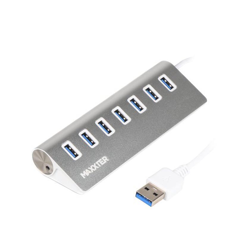Концентратор (USB-хаб) USB 3.0 Maxxter 7хUSB3.0 Silver (HU3A-7P-01)