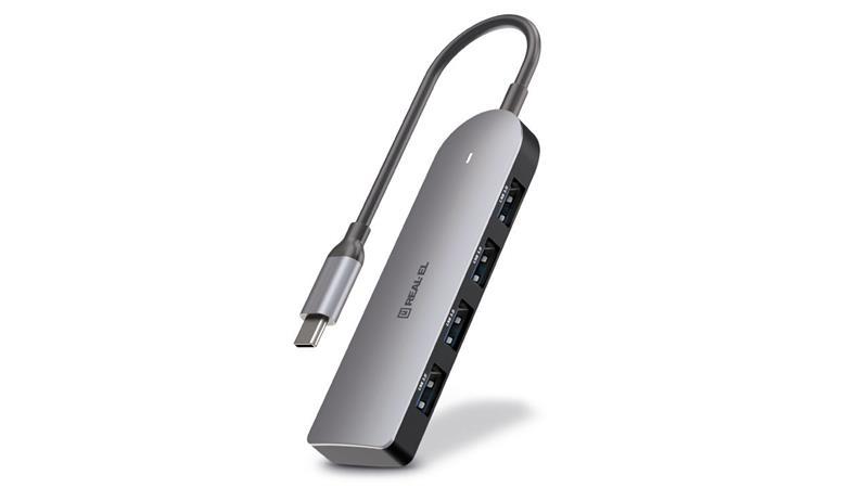 Концентратор (USB-хаб) REAL-EL CQ-415 Space Grey