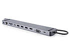 Концентратор (USB-хаб) REAL-EL CQ-1000 USB3.0х3/USB-C/HDMI/VGA/RJ45/SD/TF/3.5mm audio, 0.4m, Space Grey, фото 4