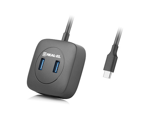 Концентратор (USB-хаб) REAL-EL CQ-407 Black