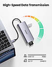 Концентратор USB Type-C Ugreen CM179 3xUSB 3.0 + HDMI + VGA + RJ45 1000M Ethernet + Cardreader, Gray (40873), фото 5