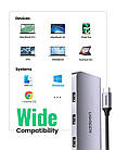 Концентратор USB Type-C Ugreen CM179 3xUSB 3.0 + HDMI + VGA + RJ45 1000M Ethernet + Cardreader, Gray (40873), фото 8