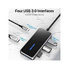Концентратор Vention 5 в 1 Type-C-USB-PD 4USB 3.0 87W 4K 30Hz 0.15m Black (TFDHB), фото 3