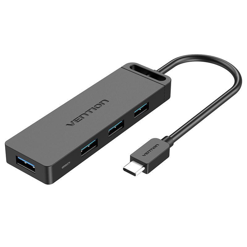 Концентратор (USB-хаб) Vention 4-Port з micro USB живленням 0.15M Black (TGKBB)