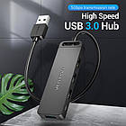 Концентратор (USB-хаб) Vention 4-Port з micro USB живленням 0.15M Black (CHLBB), фото 3