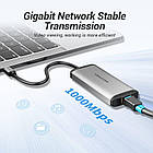 Концентратор (USB-хаб) Vention USB-C 3-Port, RJ-45, PD, 0.15 м (TGDHB), фото 6