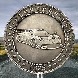 Сувенір монета долар СШАang 1895 г "Автомобіль Пагані Зонда Р". Hobo Coin American Morgan