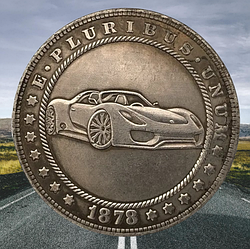Сувенір монета долар США морган 1878р "Автомобіль Порше 918". Hobo Coin American Morgan