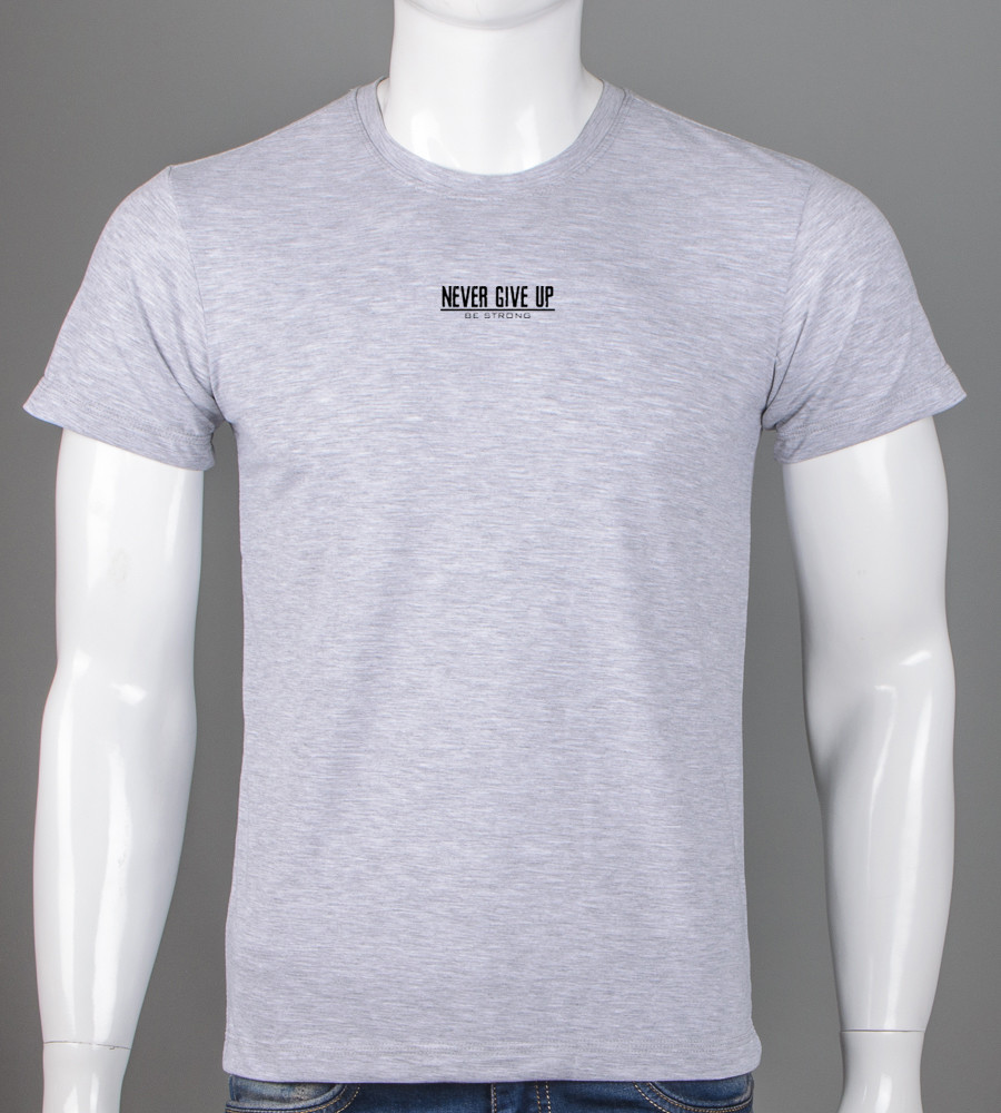 Футболка чоловіча Never Give Up 2422м (Уп.4шт M-XXL), Св.Сірий меланж