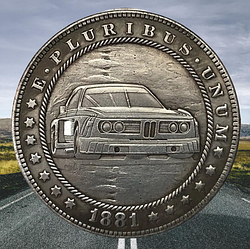 Сувенір монета долар СШАang 1881г "Автомобіль БМВ". Hobo Coin American Morgan