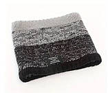 Зимовий, подвійний в'язаний шарф-снуд-комір на шию з хутром. Сірий із чорним, фото 3