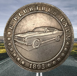 Сувенір монета долар СШАang 1893г "Спортивний Автомобіль". Hobo Coin American Morgan