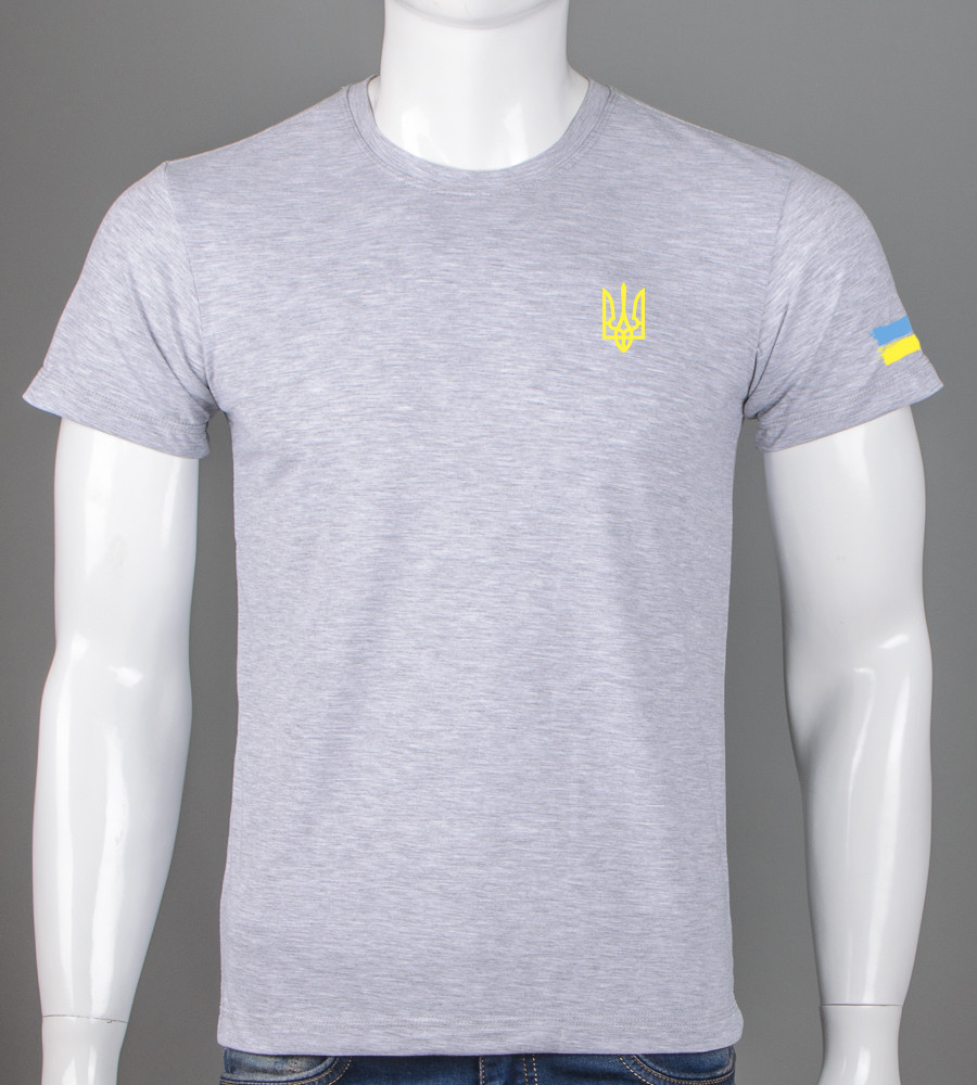 Футболка чоловіча Тризуб UA 2306м (Уп.4шт M-XXL), Св.Сірий меланж