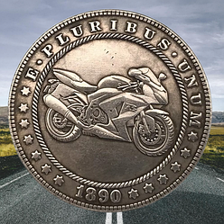 Сувенір монета долар СШАang 1890 г "Мотоцикл Сузукі". Hobo Coin American Morgan