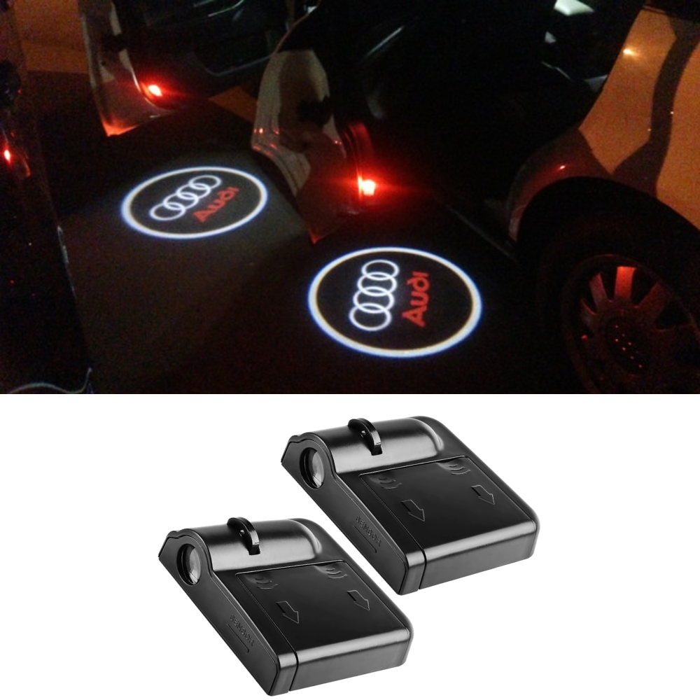 Підсвічування дверей із логотипом авто Audi (Ауді). Бездротова підсвітка у двері led