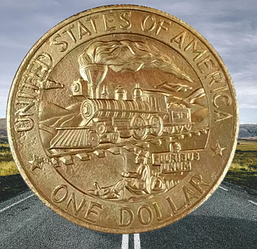 Сувенір монета Gold Долар США Банка "Паровоз". Hobo Coin American