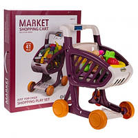 Дитячий іграшковий візок для покупок з підсвічуванням і музичною функцією 41 ел.. Червоний