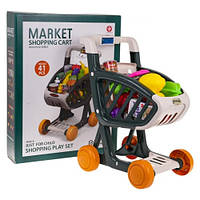 Дитячий іграшковий візок для покупок з підсвічуванням і музичною функцією 41 ел. Зелений