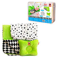 Набір МС110512-08 "Bed Set Newborn" зелений: подушка, ковдра, простирадло. Текстильний набір "Масік" [Склад зберігання: Одеса №4]