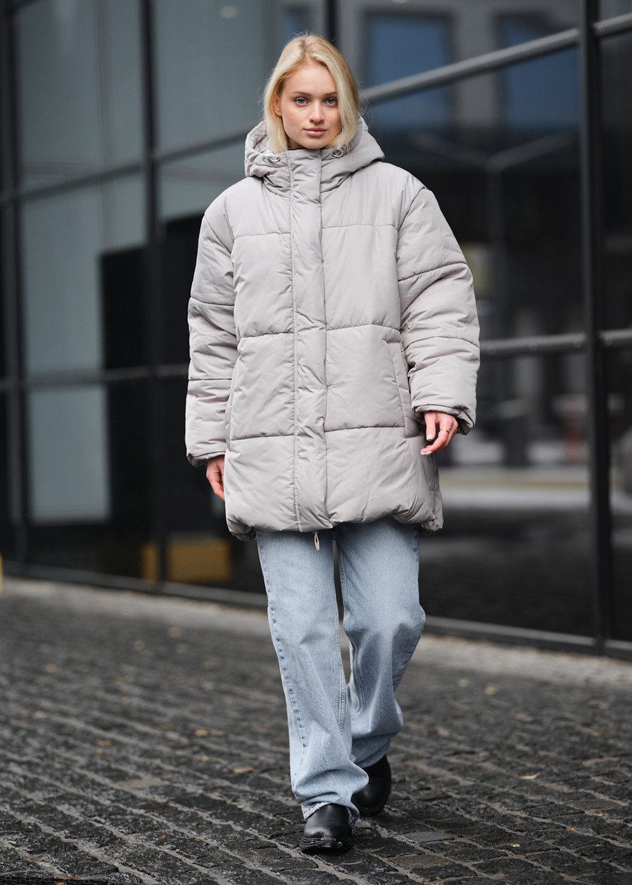 Жіноча Зимова Куртка Стаф Сіра Однотонна Утеплена З Капюшоном Staff Di Light Gray Shopingo - фото 1 - id-p2771749413