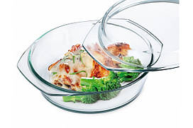 Форма для запікання жаростійка скляна з кришкою кругла Simax 0.7 л 6056/6066