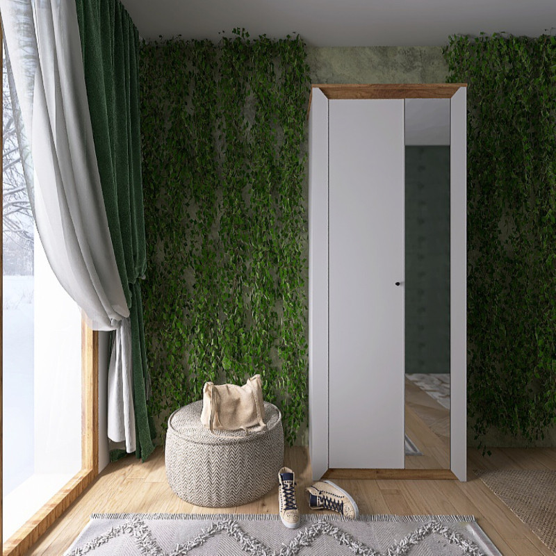 Пенал закритий з дзеркалом 800 Нордик, Дуб Крафт Золотий, Білий, фото 1